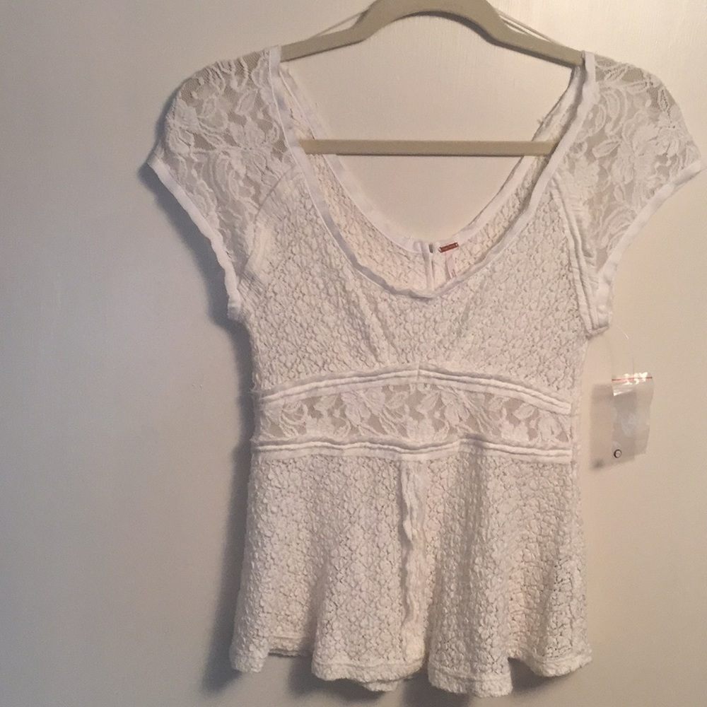 NEW Pretty Free People off white lace top XS